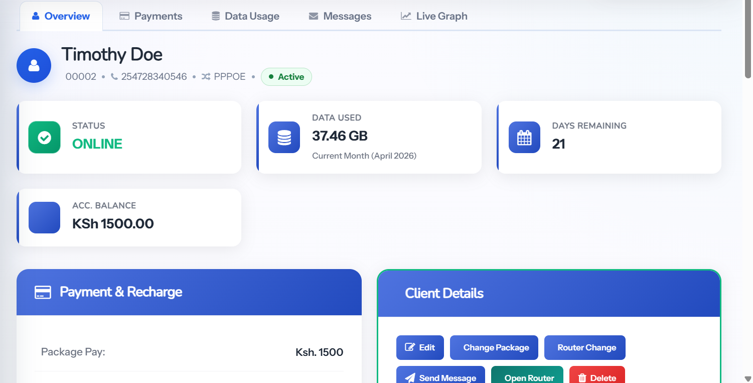 MUATIM customer management screen